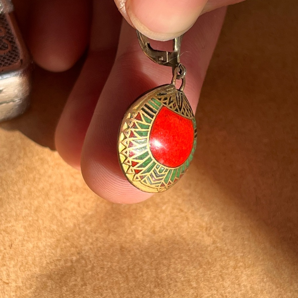 Vintage Shashi Red Scarab earrings